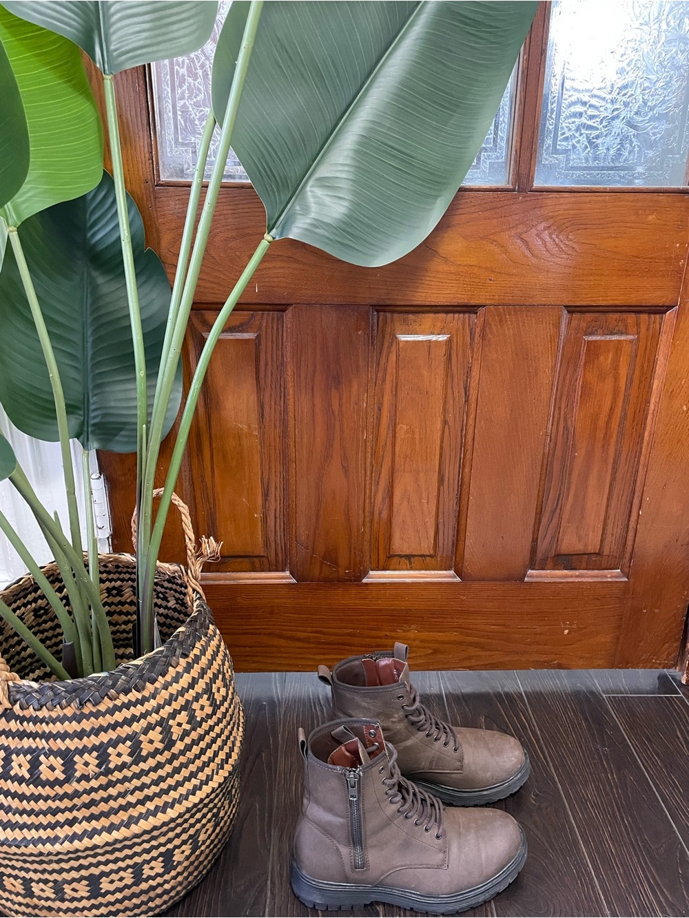 Brown Lace-Up Combat Boots - 9W US or 7.5 M US